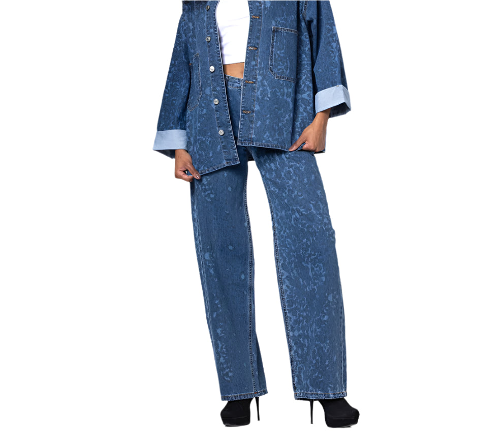 Mid-Blue Leopard Pants