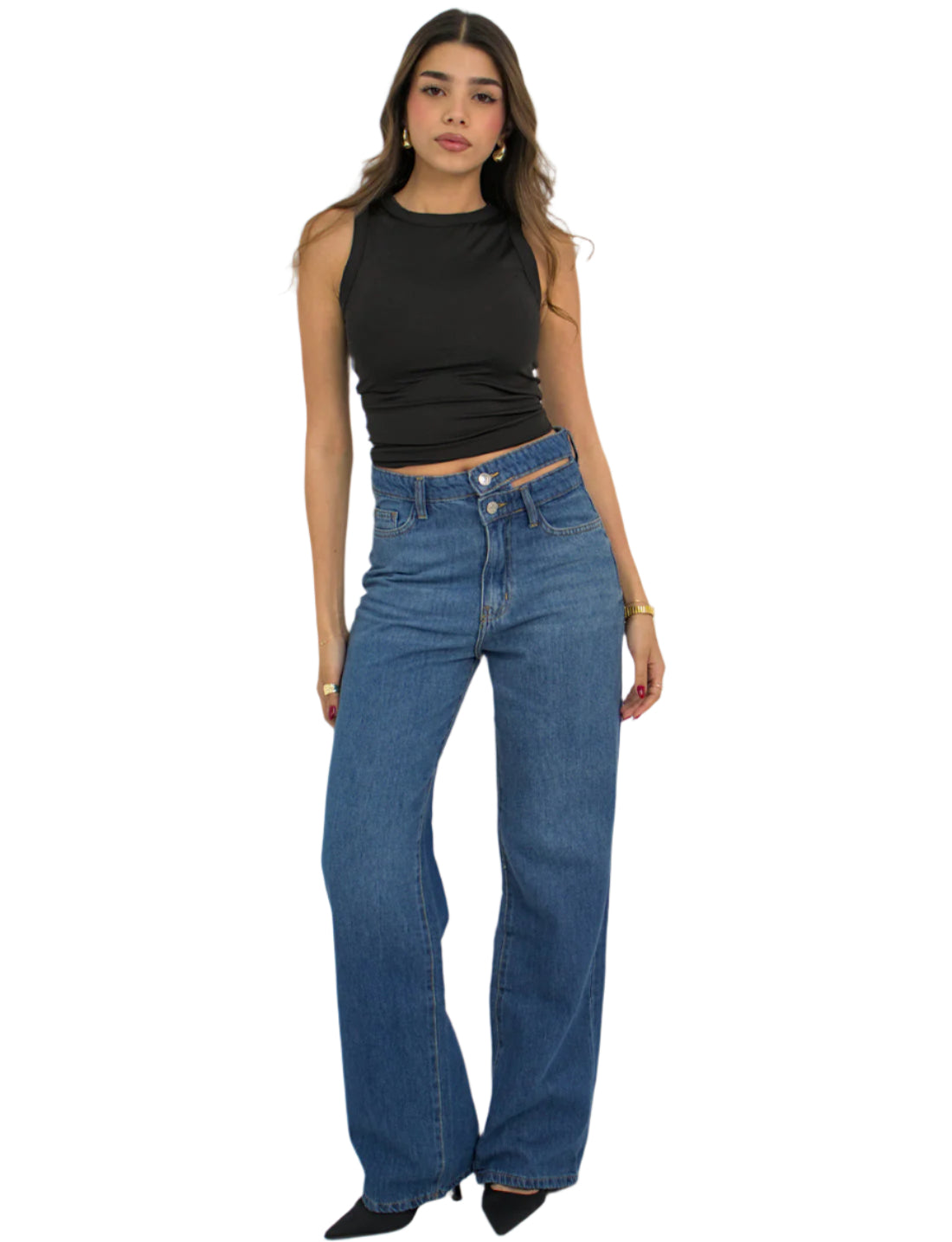 Double Waist Denim - Dark blue