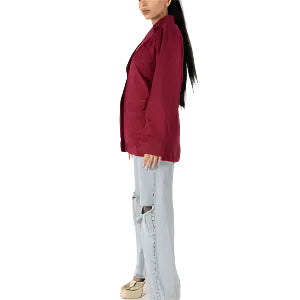 Burgundy Studded Blazer – Oversized Fit with Metallic Detailing for Women