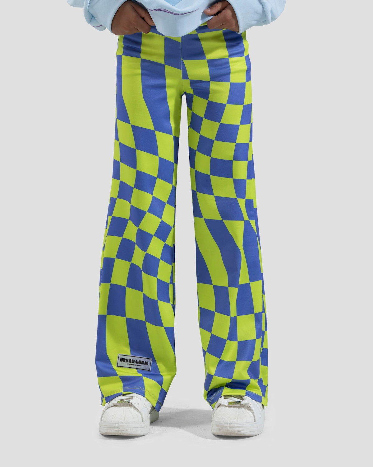 Wide Leg Checkered Pants Red X Sky Blue