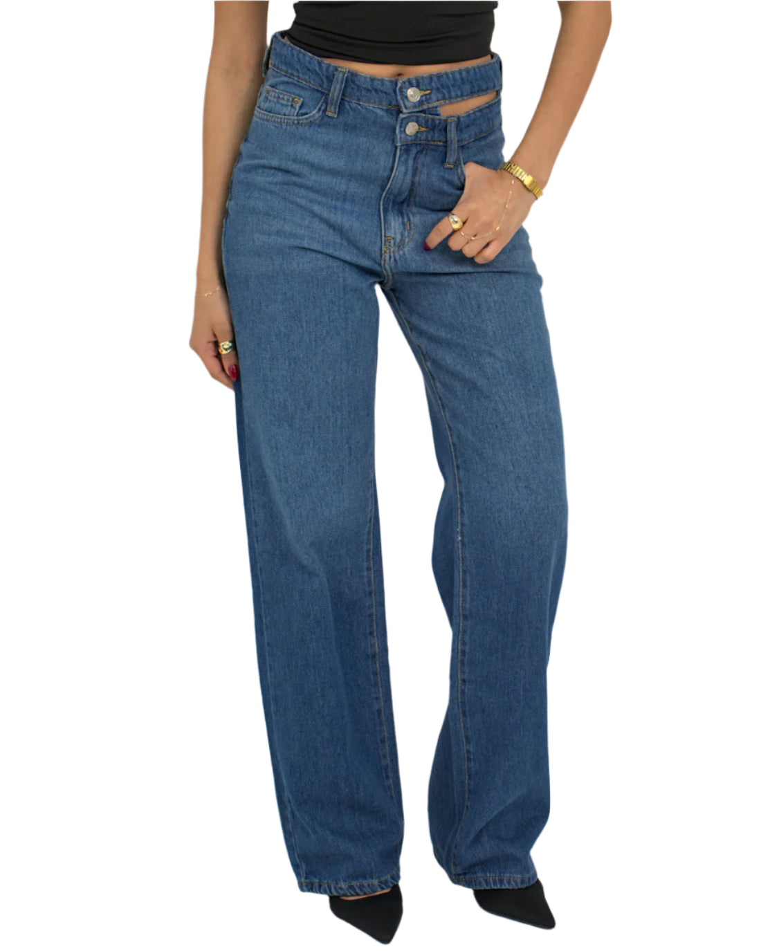 Double Waist Denim - Dark blue