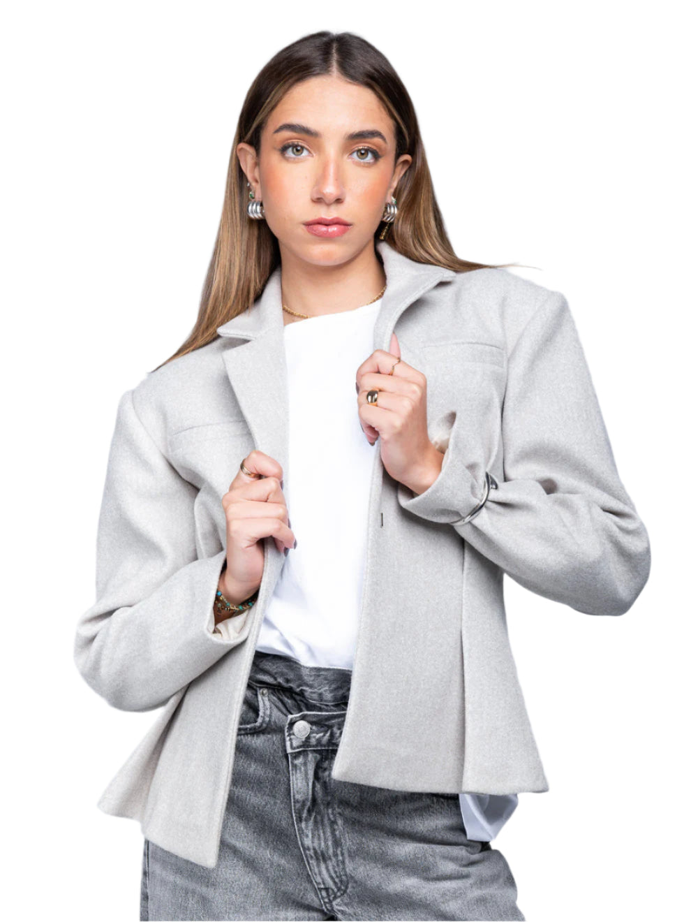 THE GREY PLEATED BLAZER