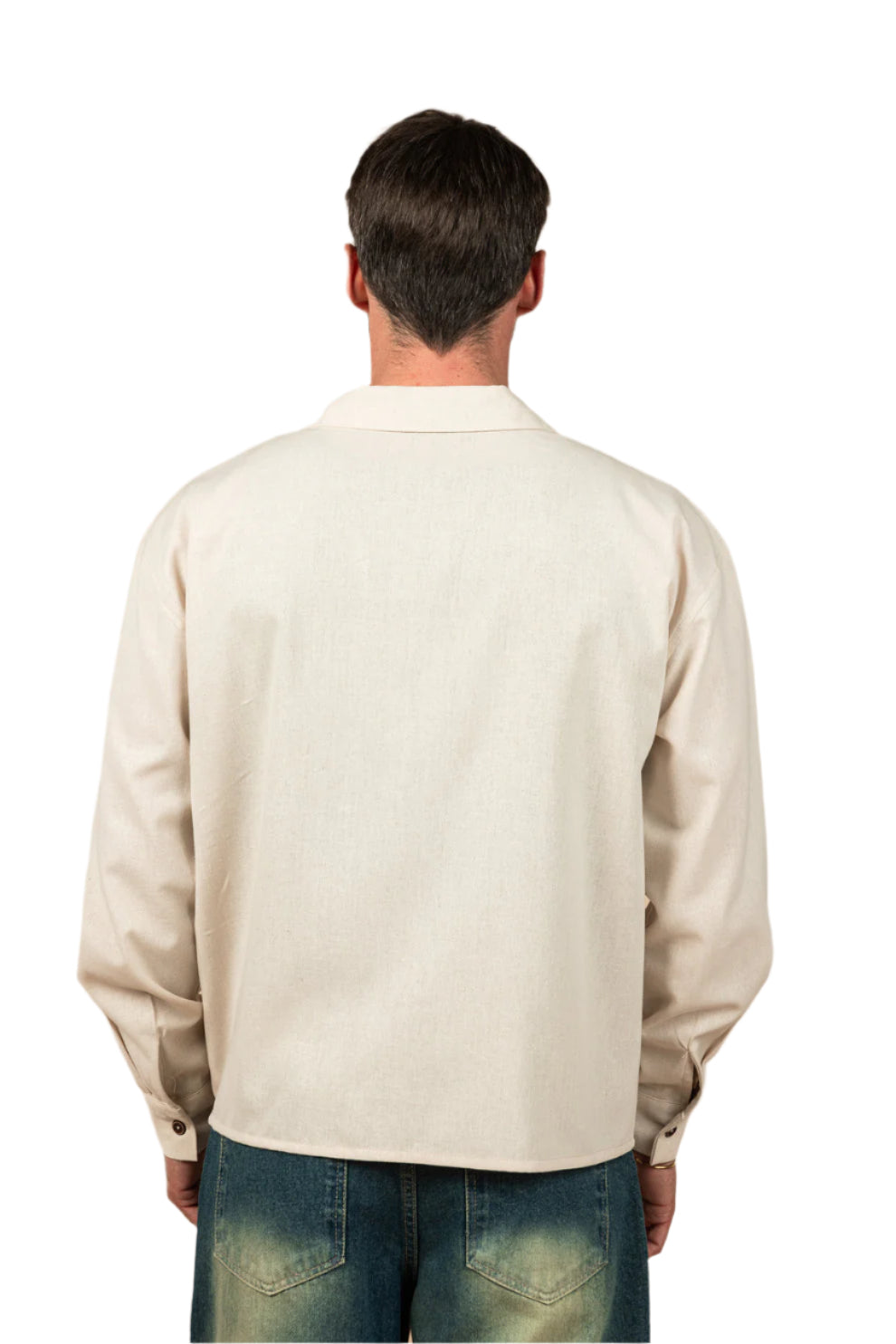 Boxy Fit Linen Shirt - Beige