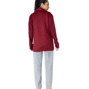 Burgundy Studded Blazer – Oversized Fit with Metallic Detailing for Women