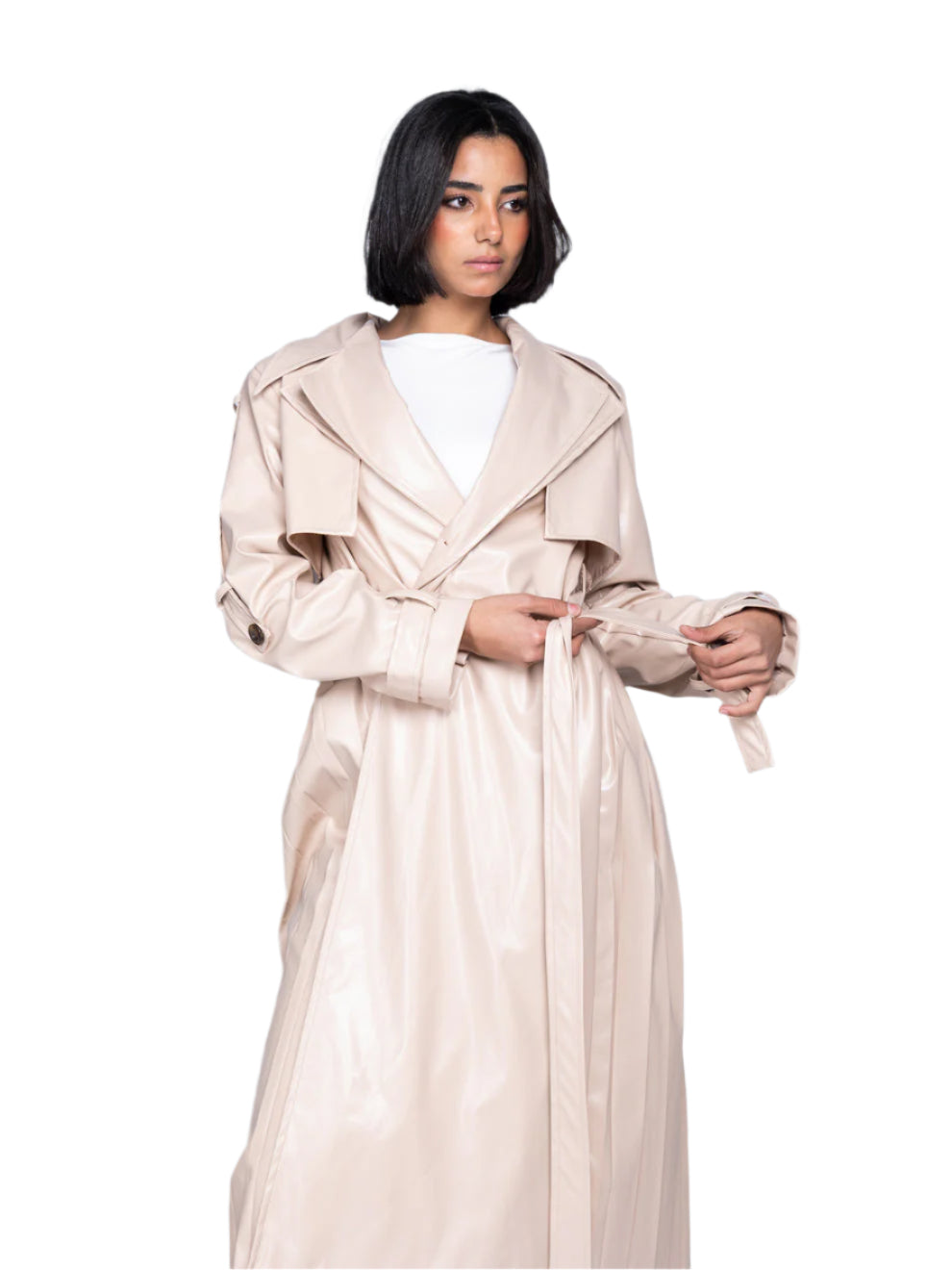 THE PLEATED TRENCH COAT IN LEATHER