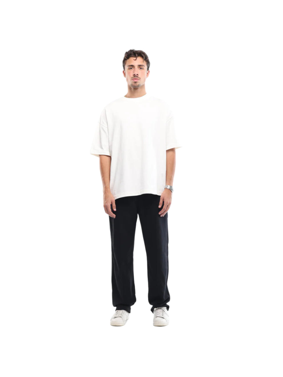 FRONT SEAM SWEATPANTS - BLACK