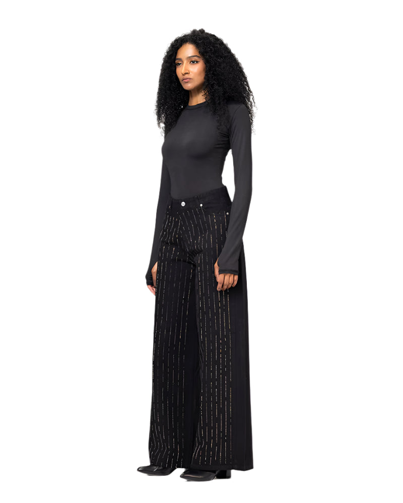 Black Strass Denim Pants