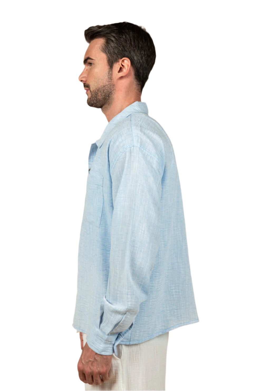 Sky Blue Boxy Fit Linen Shirt