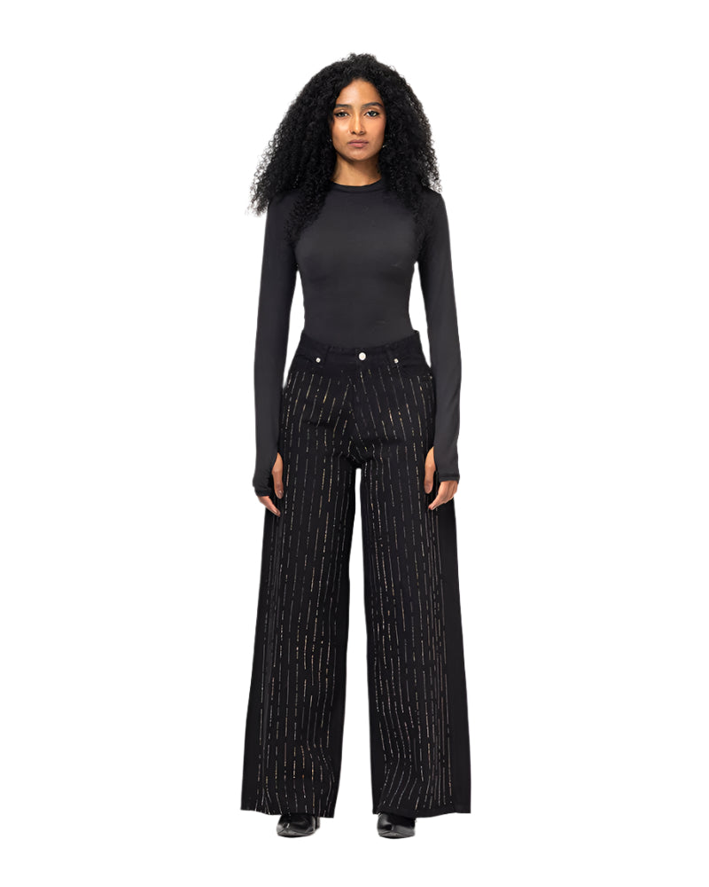 Black Strass Denim Pants