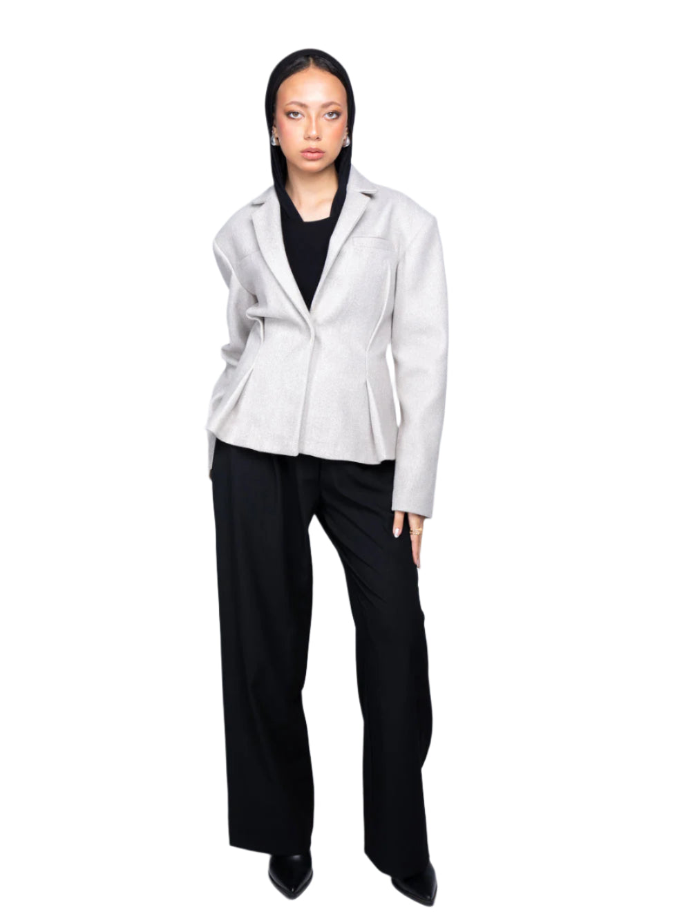 THE GREY PLEATED BLAZER
