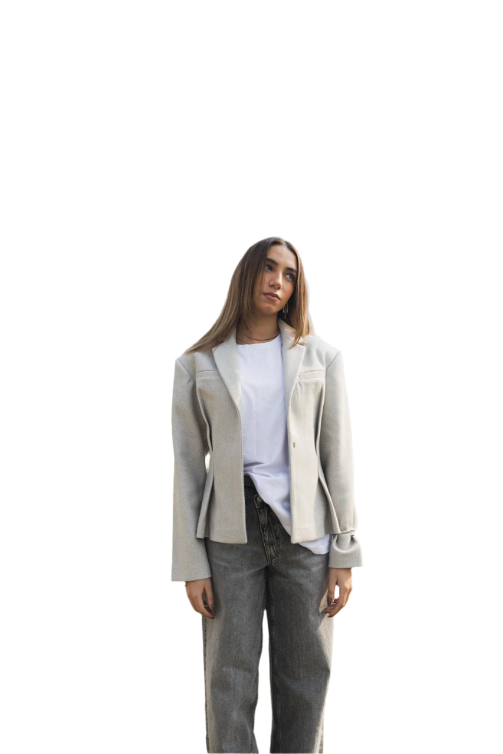 THE GREY PLEATED BLAZER