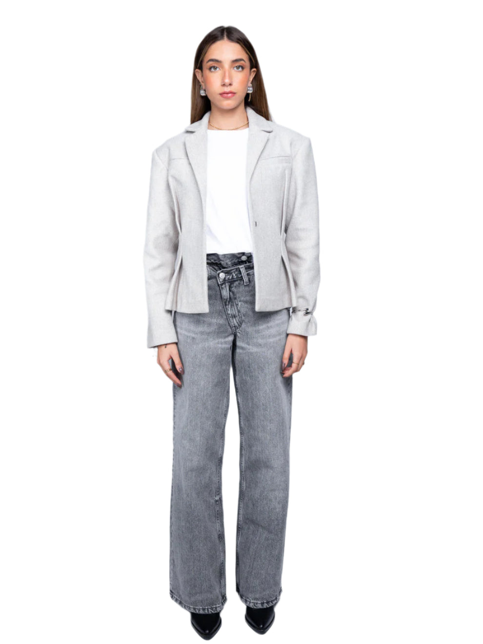 THE GREY PLEATED BLAZER