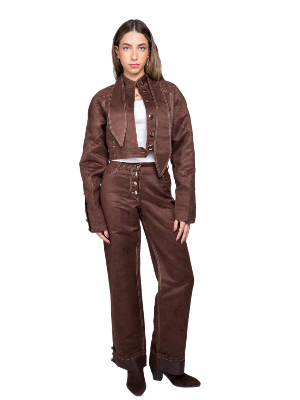 THE COCOA BROWN SUEDE SET