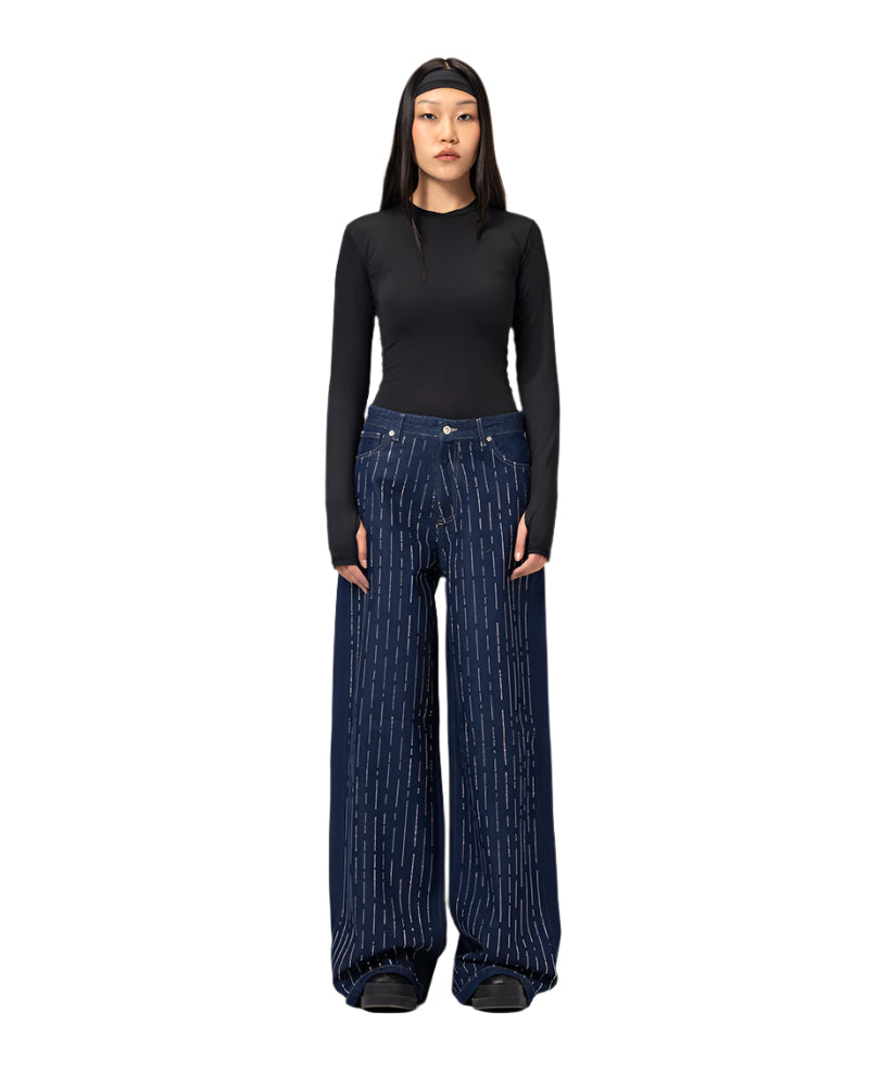 Royal Blue Strass Denim Pants