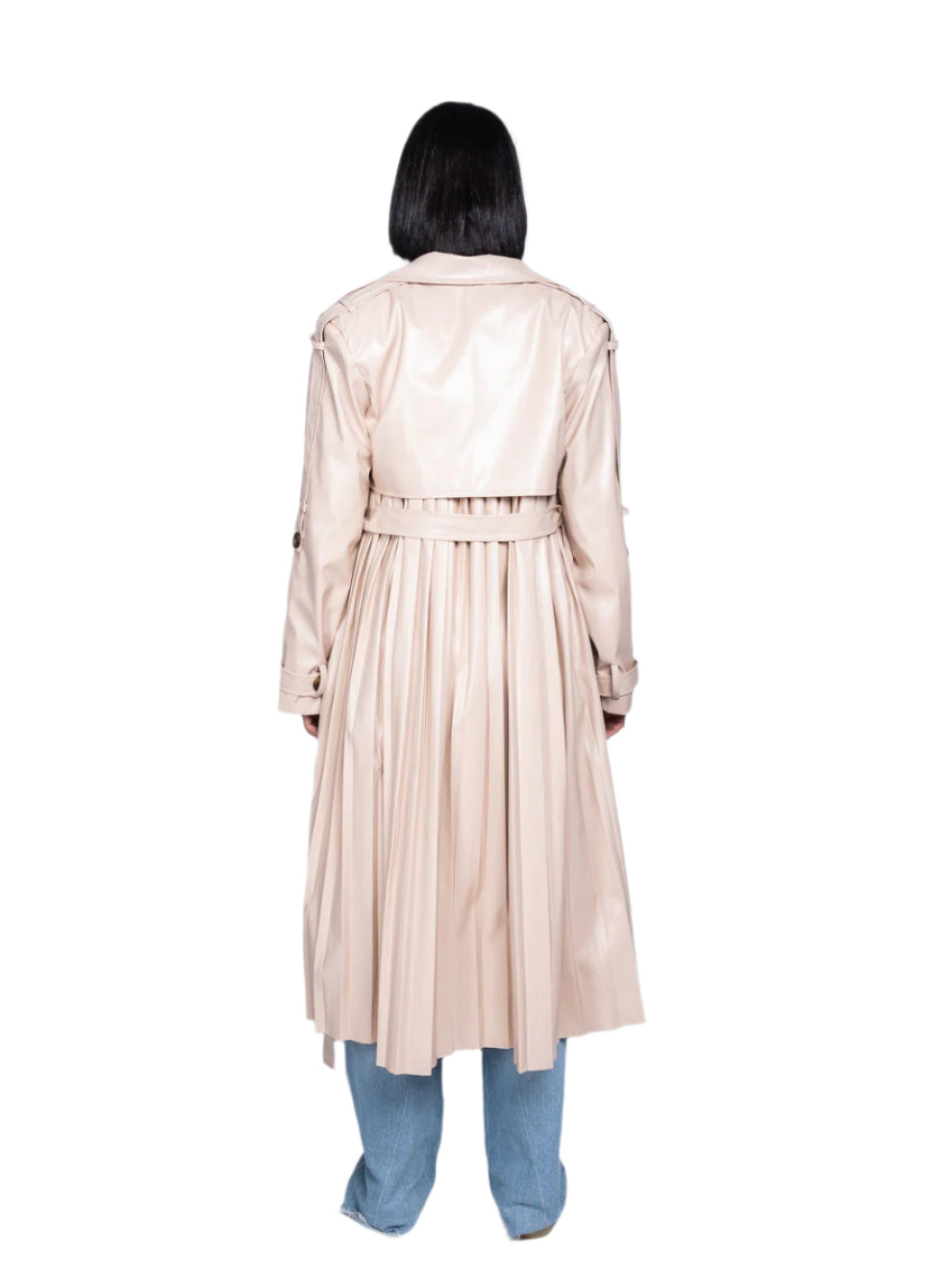 THE PLEATED TRENCH COAT IN LEATHER