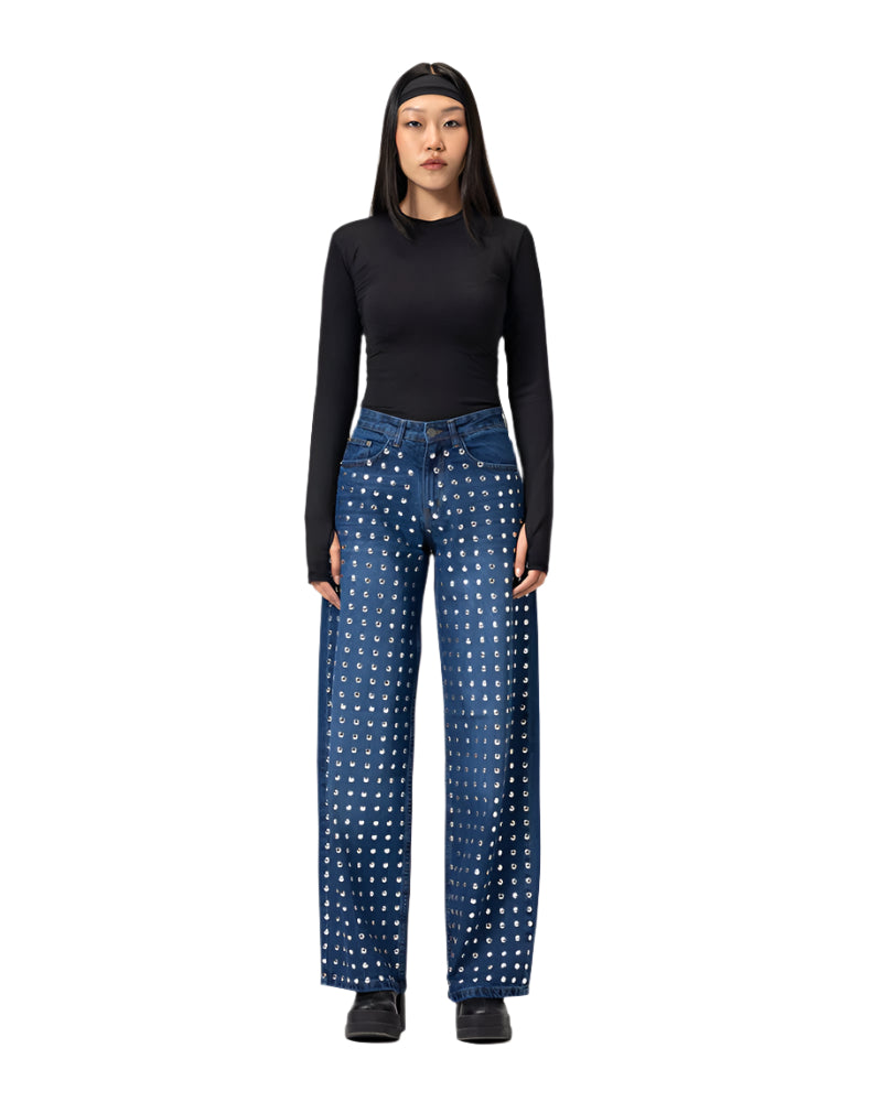 Steel-Studs Blue Pants