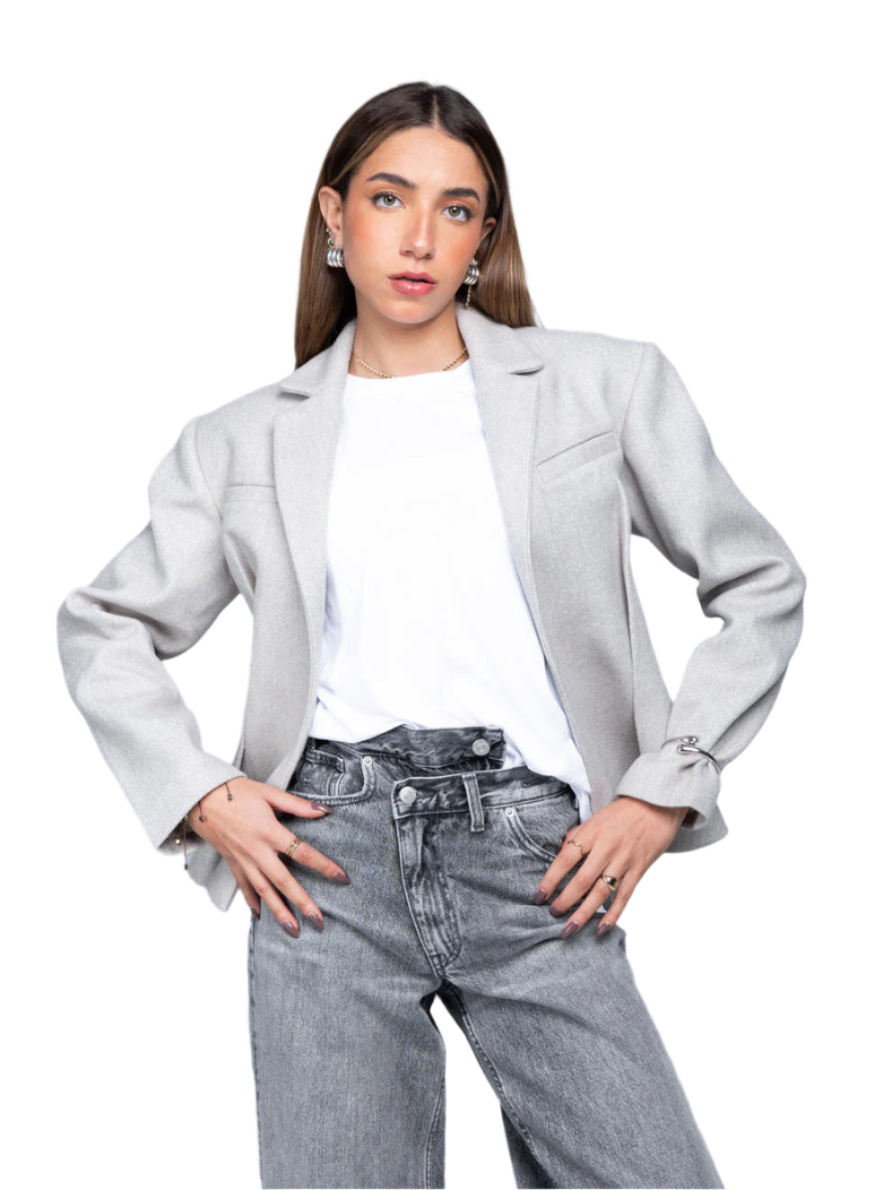 THE GREY PLEATED BLAZER