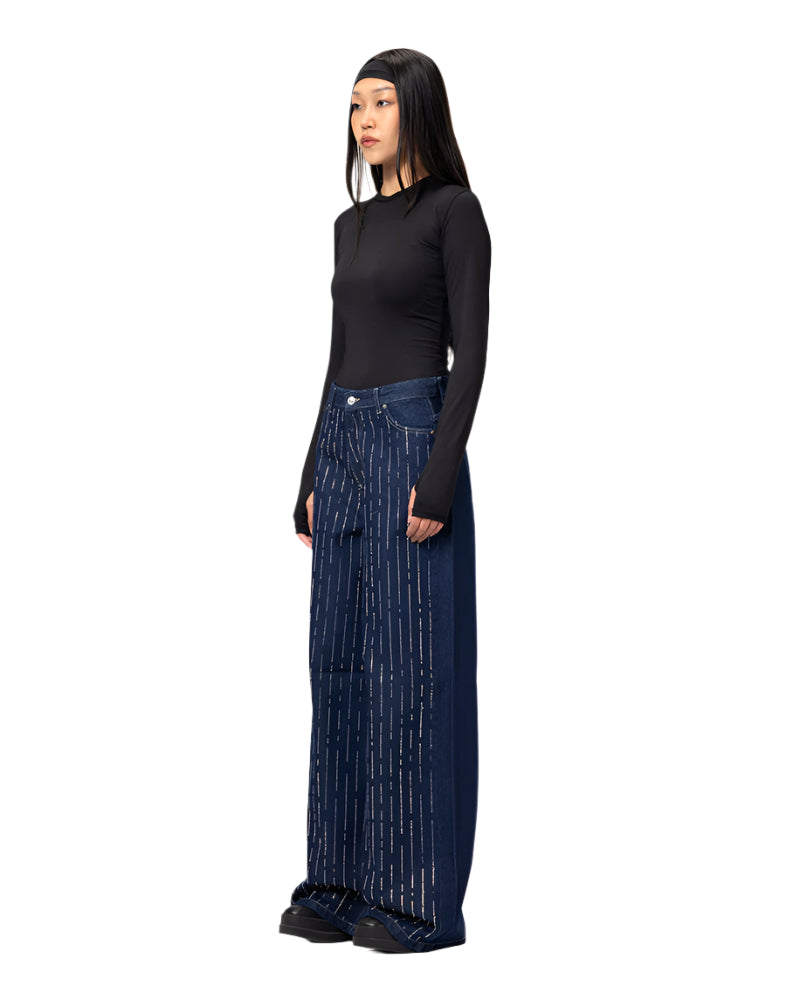 Royal Blue Strass Denim Pants