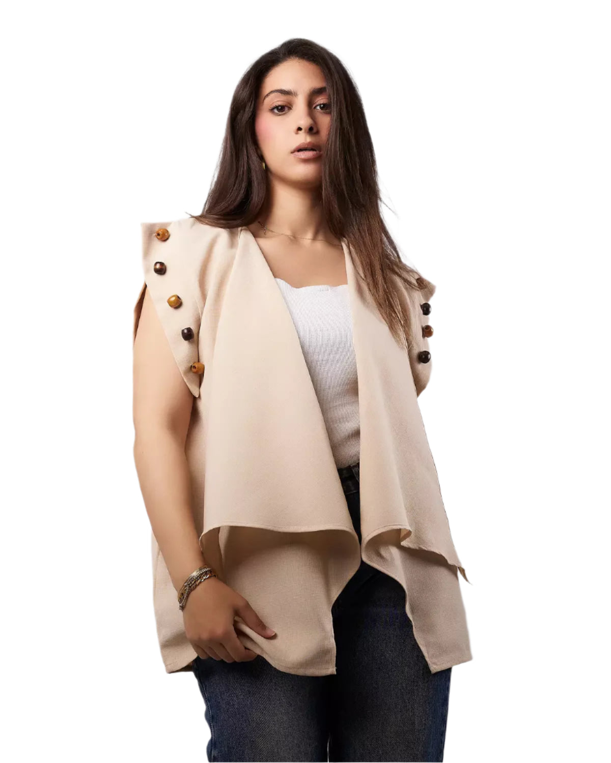 Beige linen vest