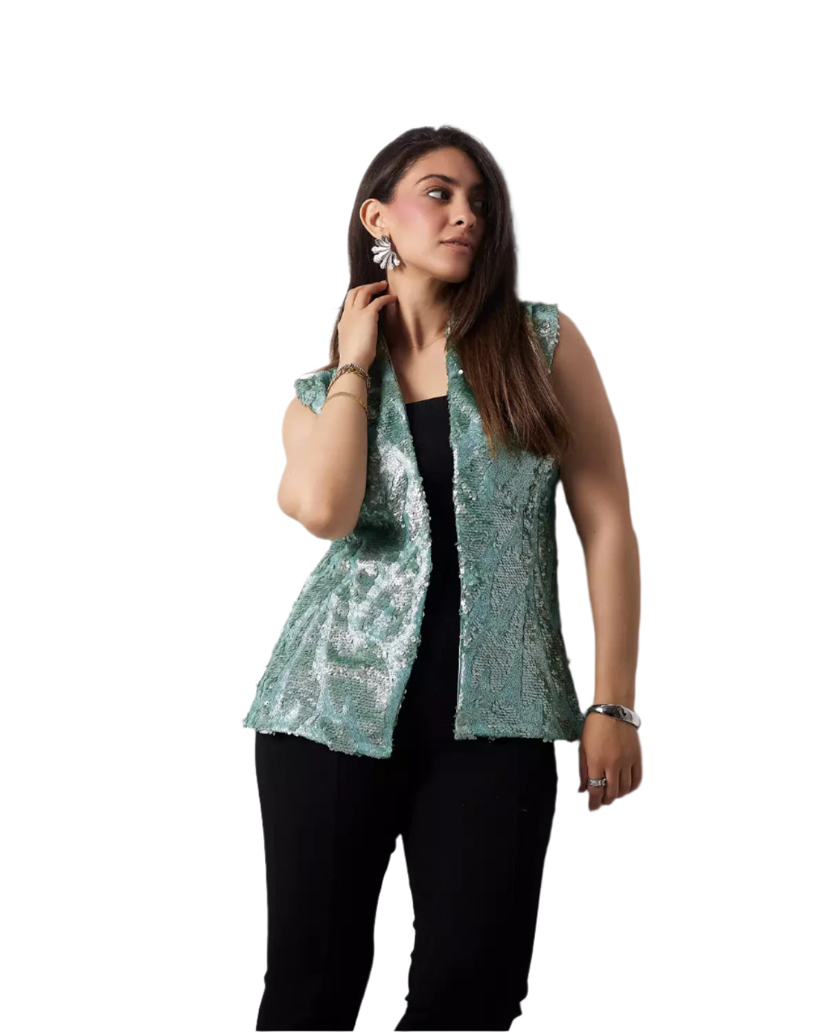 Mint green sequined vest
