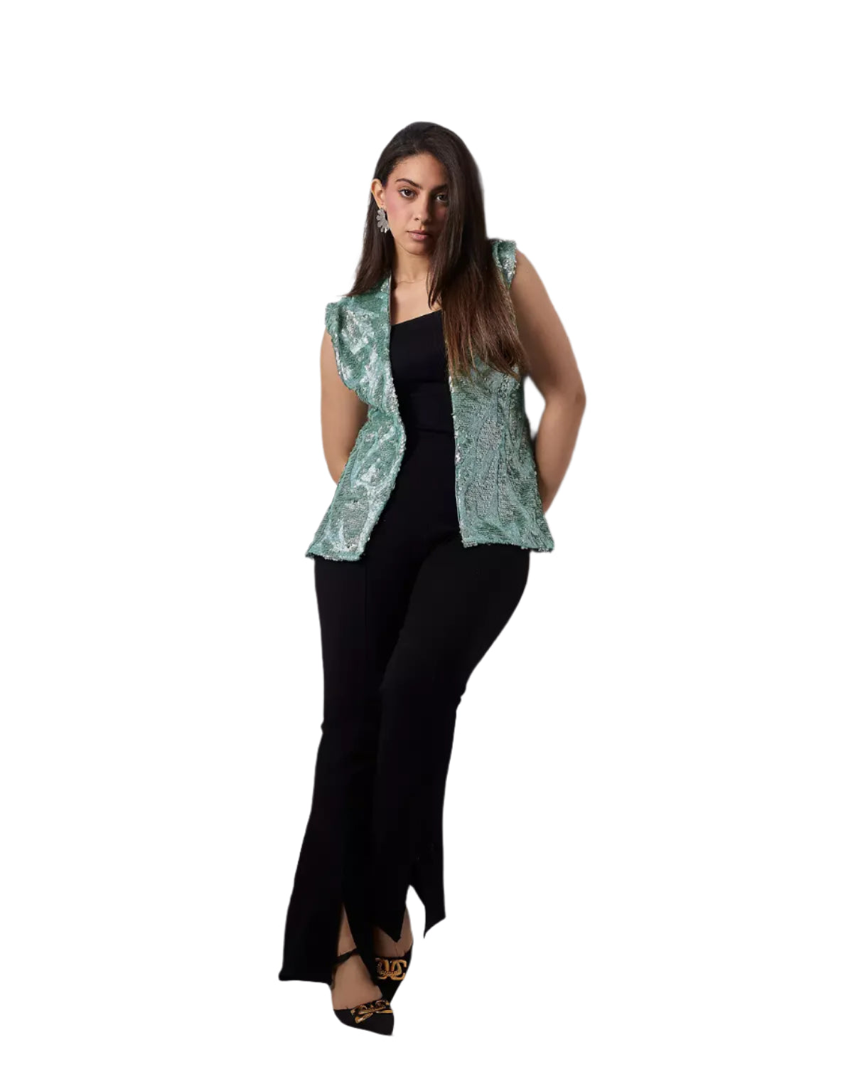 Mint green sequined vest