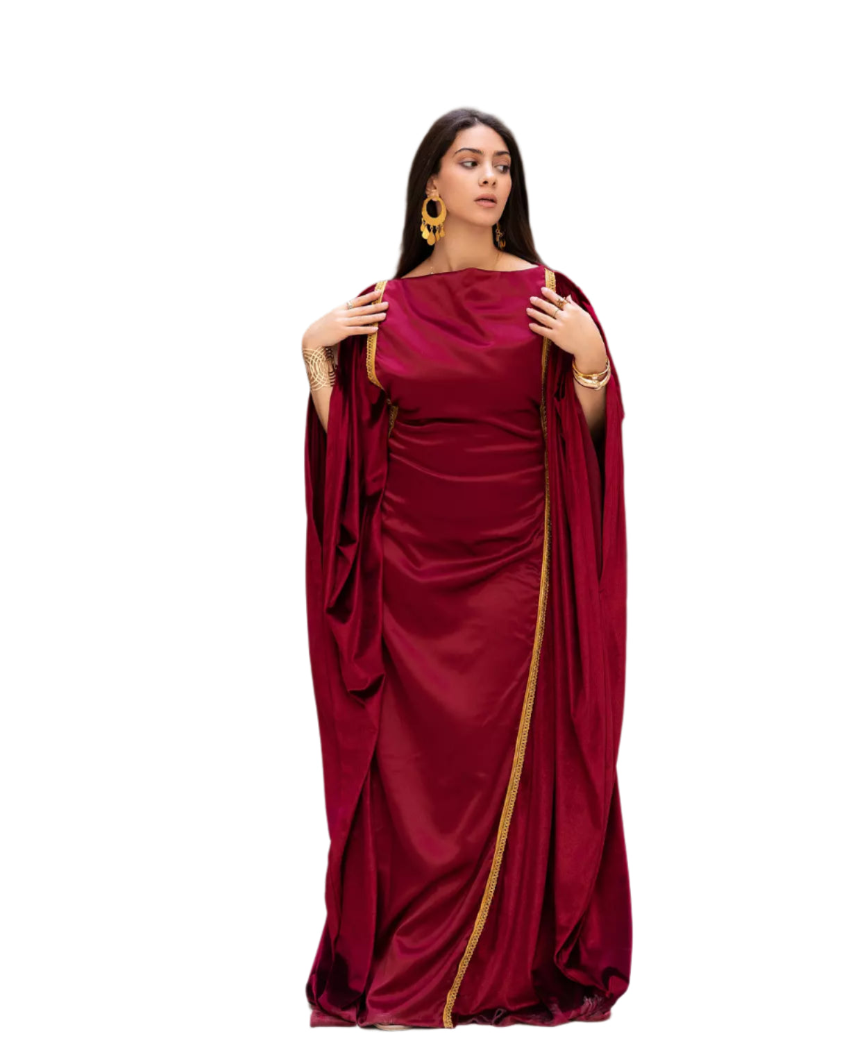 Bergandy velvet Abaya