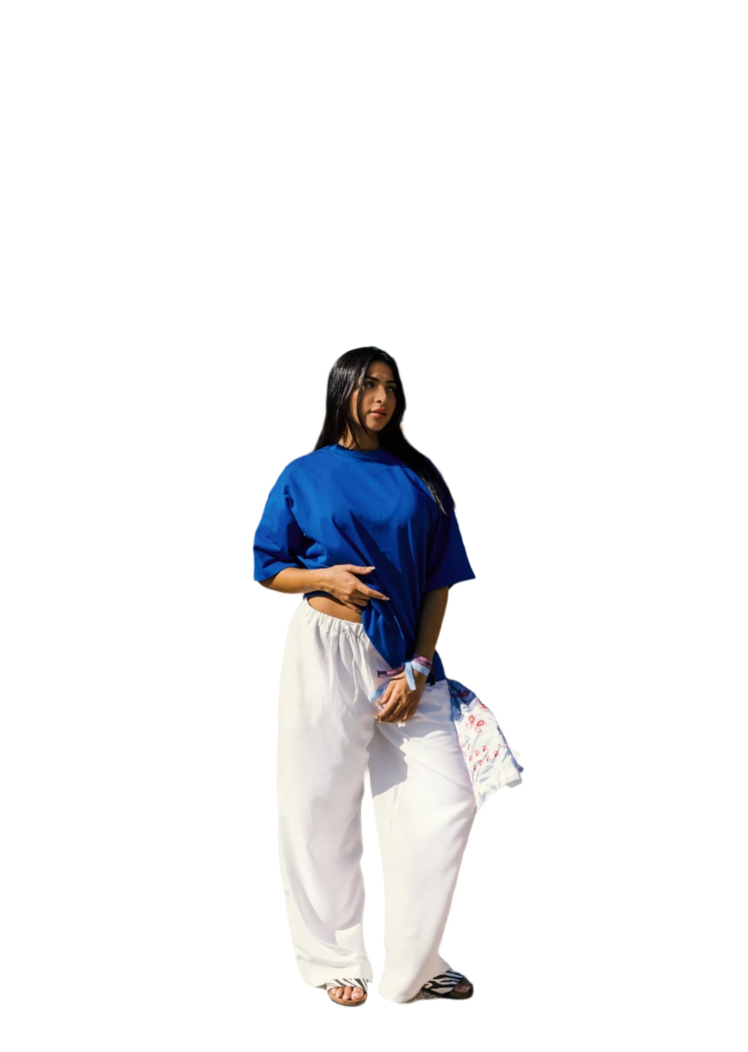 WHITE PLEATED LINEN PANTS