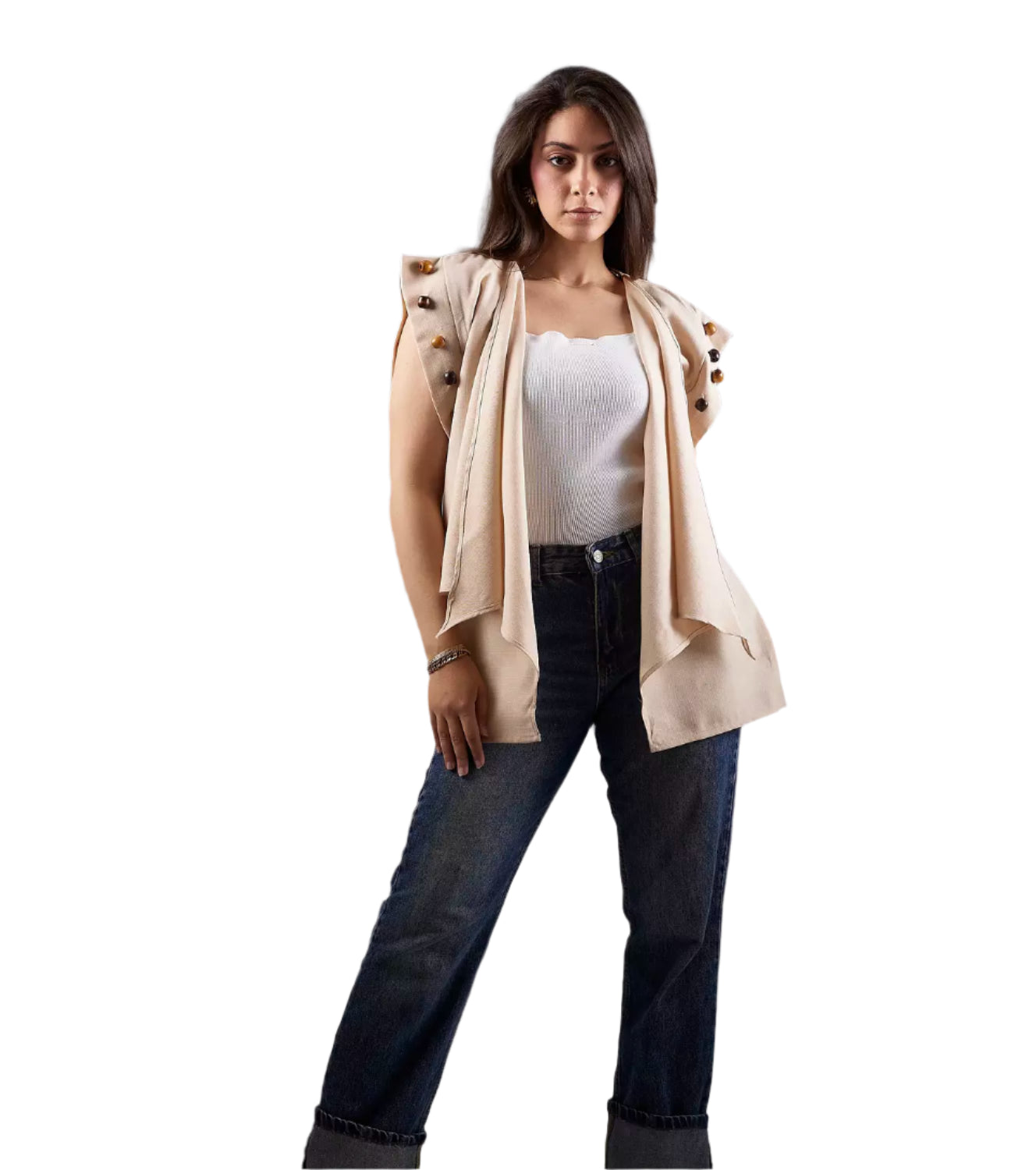 Beige linen vest