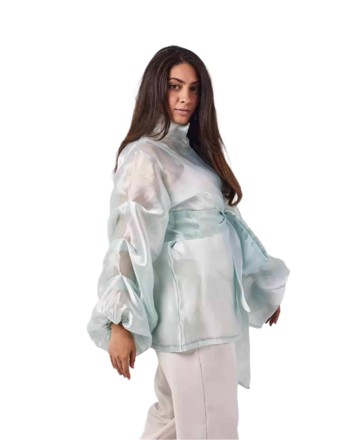 Mint green organza blouse