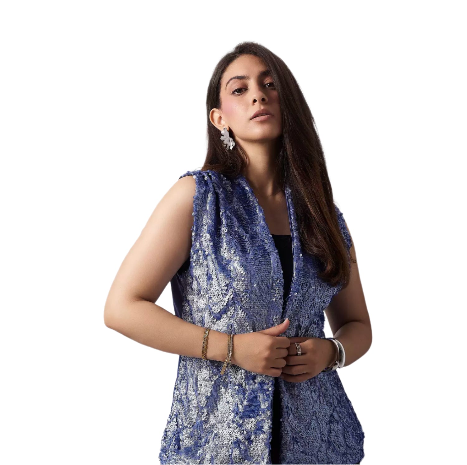Blue sequined vest