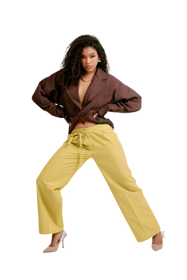 Gabardine Low Rise Trouser Lime