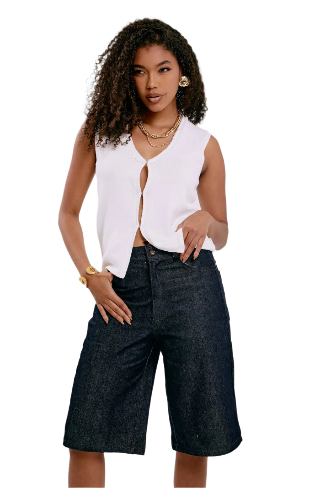 Denim Flow Long Shorts
