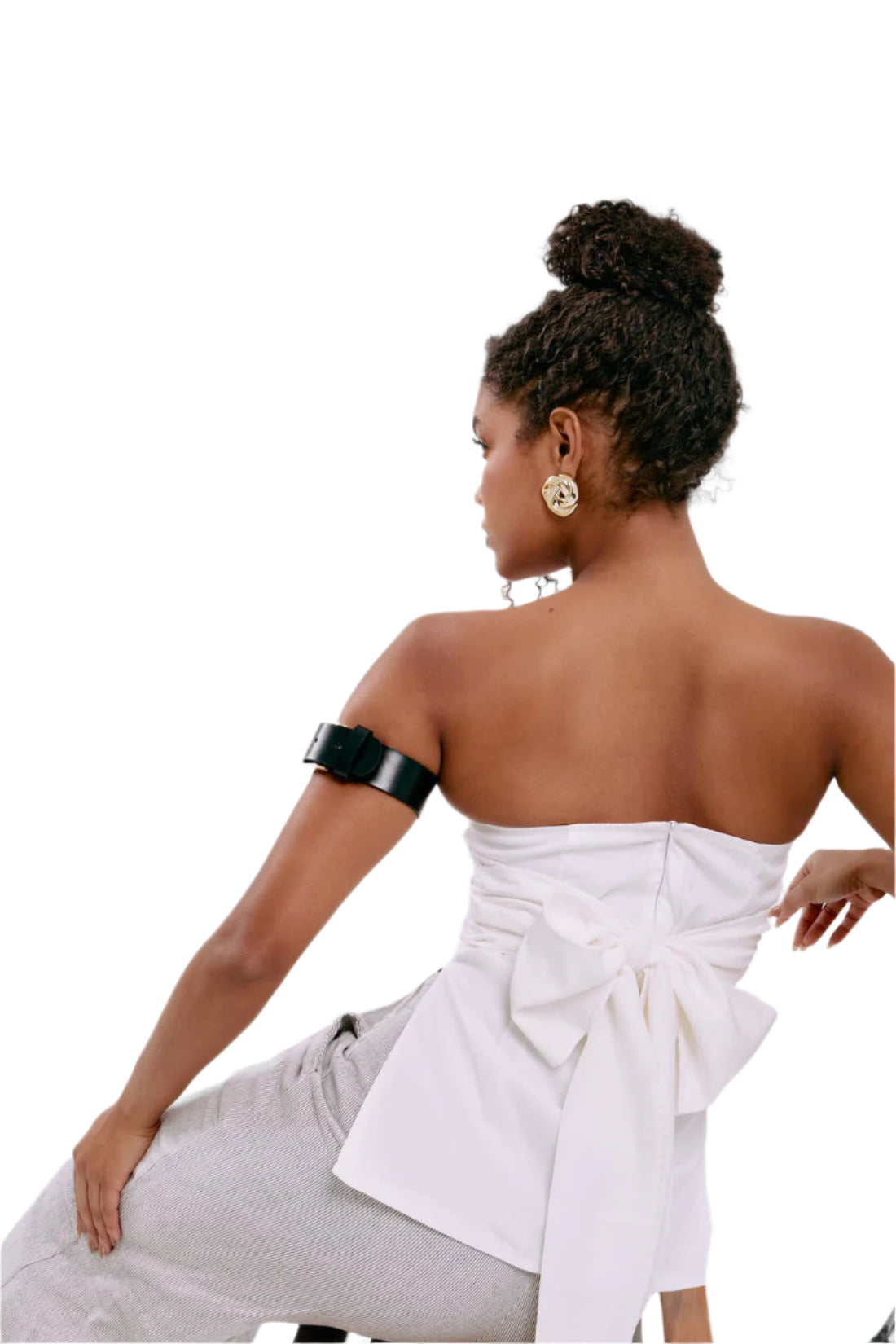 Bow-Back Strapless Corset Off-White