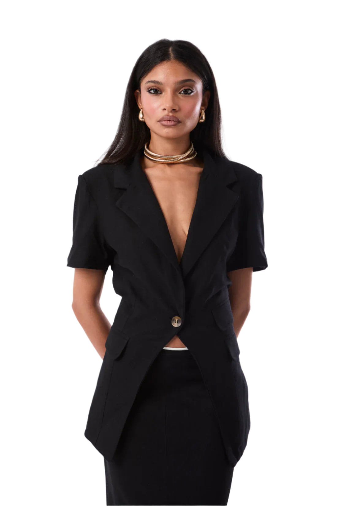 Linen Open Back Blazer