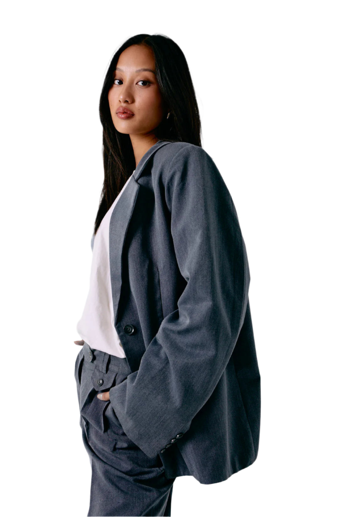 Bold Structured Oversized Grey Blazer