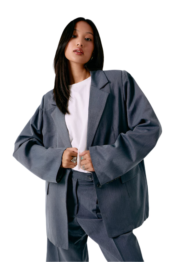 Bold Structured Oversized Grey Blazer