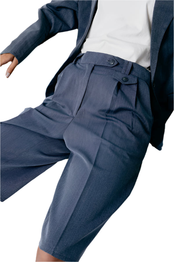 Structured Pleated Long Shorts